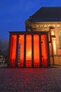 KALININGRAD, RUSSIA. Evening decorative lighting of the grave of Immanuel Kant