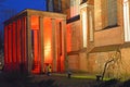 KALININGRAD, RUSSIA. Portico of the tomb of Immanuel Kant with decorative lighting