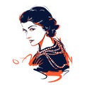 Kaliningrad, Russia 8 October 2020 , Gabrielle Chanel Coco sketch portrait illustration