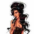 KAliningrad/RUSSIA - October 07,2020: A illustration of a portrait of singer Amy Winehouse. Royalty Free Stock Photo