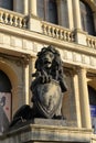 Stone Lion at the entrance to the Kaliningrad Regional Museum of Fine Arts Royalty Free Stock Photo