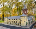 KALININGRAD, RUSSIA. A view of the layout of the Royal Kenigsberg Castle in South Park. Miniature Park History in Architecture