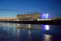 KALININGRAD, RUSSIA. Partial inclusion of evening illumination of Baltic Arena stadium for holding games of the FIFA World Cup of Royalty Free Stock Photo