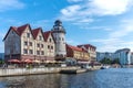 Kaliningrad, Russia - September 28, 2020: Panoramic view of the Fish Village on the embankment in Kaliningrad Royalty Free Stock Photo