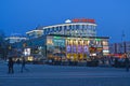KALININGRAD, RUSSIA. Shopping center Clover City-Centre with evening illumination