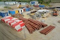 KALININGRAD, RUSSIA. Temporary warehouse of storage of construction products and materials