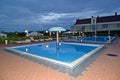 KALININGRAD, RUSSIA. Two outdoor swimming pools in the territory of RiverSide hotel complex