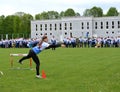 KALININGRAD, RUSSIA. The young woman has thrown at the competitions Cheerful Starts a