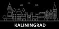 Kaliningrad silhouette skyline. Russia - Kaliningrad vector city, russian linear architecture, buildings. Kaliningrad