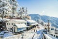 The scene from first snowfall in Shimla Railway Station India