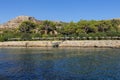 Kallithea Thermal Spa on the island of Rhodes. View of the bay where you bathe