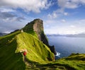 Kallur Lighthouse on Kalsoy island, Faroe islands Royalty Free Stock Photo