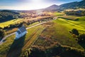 Kalnik mountain sunset aerial view, Kamesnica village Royalty Free Stock Photo