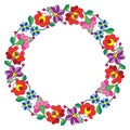 Kalocsai embroidery in circle - Hungarian floral folk pattern