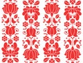 Kalocsai emrboidery red seamless patternn - floral folk art background