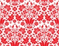 Kalocsai red floral emrboidery seamless pattern - Hungarian folk art background