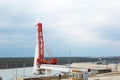 Kaluga Cosmonautics Museum-preparation for the opening of the 2nd line. Rocket Vostok, planetarium dome, Tsiolkovsky Park in front Royalty Free Stock Photo