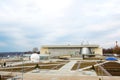 Kaluga Cosmonautics Museum-preparation for the opening of the 2nd line. Rocket Vostok, planetarium dome, Tsiolkovsky Park in front Royalty Free Stock Photo