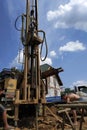 Kaluga, Russia May 29, 2019: water drilling rig, well start drilling process, field work Royalty Free Stock Photo