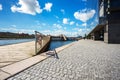 Kalvebod bridge, wood outdoor park near river and modern office in Copenhagen, Denmark, Scandinavia, Europe Royalty Free Stock Photo