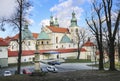 KALWARIA-ZEBRZYDOWSKA, POLAND - FEBRUARY 09,2016: Basilica in Kalwaria Zebrzydowska and chapels of Way of Cross