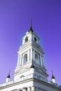 Kalyazin Ascenic church on the background of blue sky, view Orthodox church from the ground, Architecture, Vertical, Travelling in