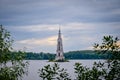 Kalyazin bell tower on the Volga river