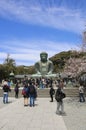 KAMAKURA, JAPAN - APRIL 05, 2019: Great Buddha Daibutsu on the grounds of Kotokuin Temple in Kamakura, Japan Royalty Free Stock Photo