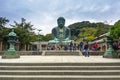 Tourists at statue of The Great Buddha of Kamakura, Japan Royalty Free Stock Photo