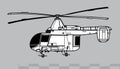 Kaman HH-43 Huskie. Vector drawing of search and rescue helicopter.