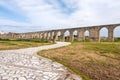 Kamares antique aqueduct in Larnaca, Cyprus. Ancient Roman aqueduct Royalty Free Stock Photo