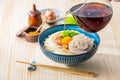 Kamatama-udon.Japanese udon noodle with raw egg. Royalty Free Stock Photo