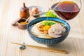Kamatama-udon.Japanese udon noodle with raw egg. Royalty Free Stock Photo