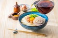 Kamatama-udon.Japanese udon noodle with raw egg. Royalty Free Stock Photo