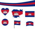 Cambodia Flag Map Ribbon And Heart Icons Vector Illustration Collection Royalty Free Stock Photo