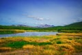 Kamchatka, Nature Park, Russia. Khodutkinskiye hot springs at the foot of volcano Priemysh