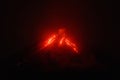 Kamchatka: night view of lava flows on slope of volcano