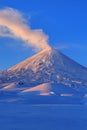 Kamchatka Peninsula: active Klyuchevskaya Sopka at sunrise Royalty Free Stock Photo