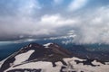 Melting snow in June on the Kamchatka Peninsula. Russia