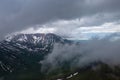 Melting snow in June on the Kamchatka Peninsula. Russia