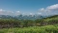 Kamchatka. Summer landscape. A snow-covered mountain range Royalty Free Stock Photo