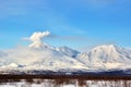 Kamchatka: winter view of eruption active Volcano