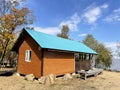 Kamen-Rybolov, Russia, October, 07, 2022. Guest house at the recreation center `Navigator - 1` on the shore of Lake Khanka. Russia Royalty Free Stock Photo