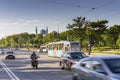 Kamennoostrovsky Prospekt, the shooting point of the Trinity Bridge. Russia, Saint Petersburg. 29.05.2021 pm 14.22 Royalty Free Stock Photo