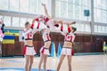 Championship of the city of Kamenskoye in cheerleading among solos, duets and teams Royalty Free Stock Photo