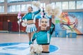 Championship of the city of Kamenskoye in cheerleading among solos, duets and teams Royalty Free Stock Photo