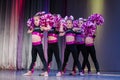 Kamenskoye, Ukraine - October 14, 2018: Championship of the city of Kamenskoye in cheerleading among duets and teams, young