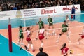 KAMENSKY, Ukraine-February 14, 2020. Ukrainian Volleyball Cup of Ukraine. Champion of Ukraine VC KHIMIK Yuzhny green. Winning