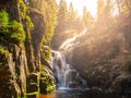 Kamienczyk waterfall near SzklarskaPoreba in Giant mountains or Karkonosze, Poland. Long time exposure Royalty Free Stock Photo