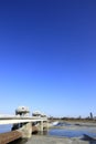 Kamigawara weir at Tama river Royalty Free Stock Photo